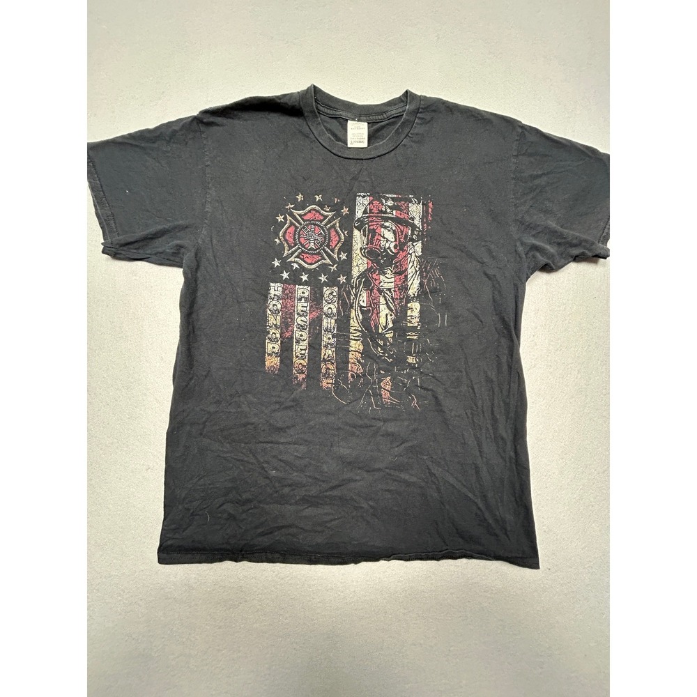 Unbranded Firefighter Honor Respect Courage T-Shirt Men L Black Cotton Excellent